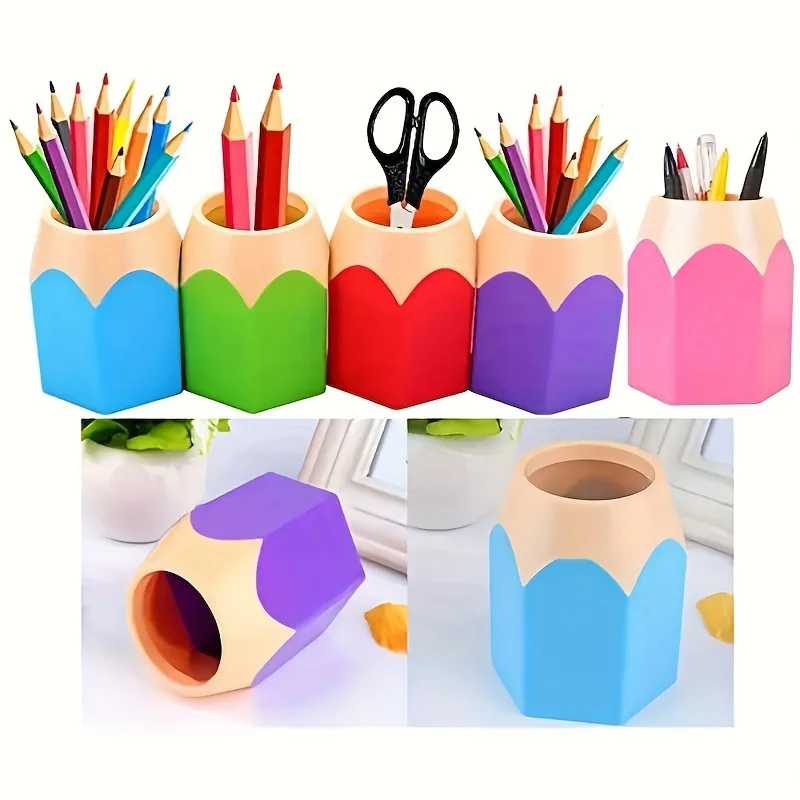 1PC Desk Cute Pencil Storage Box Colored Pencil Holder School Classroom Home Office Desktop Decorative Holder