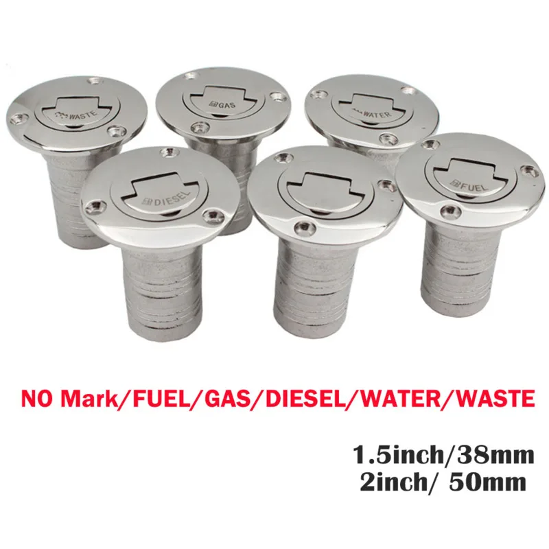 

Deck Filler GAS DIESEL FUEL WASTE WATER 38mm 50mm Mirror Polish Marine Boat Hardware Deck Filler Cap Stainless Steel 316