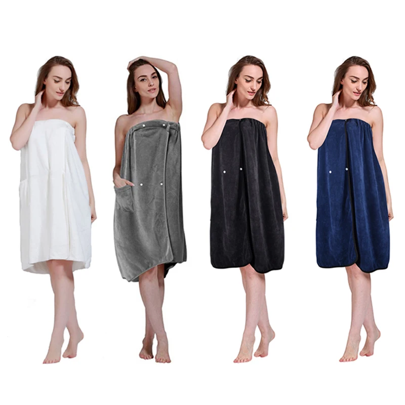 SINLAND Microfiber Women's Spa Wrap Bath Towel with Adjustable Closure Soft Long Size Spa Bath Shower Wraps for Women Robe