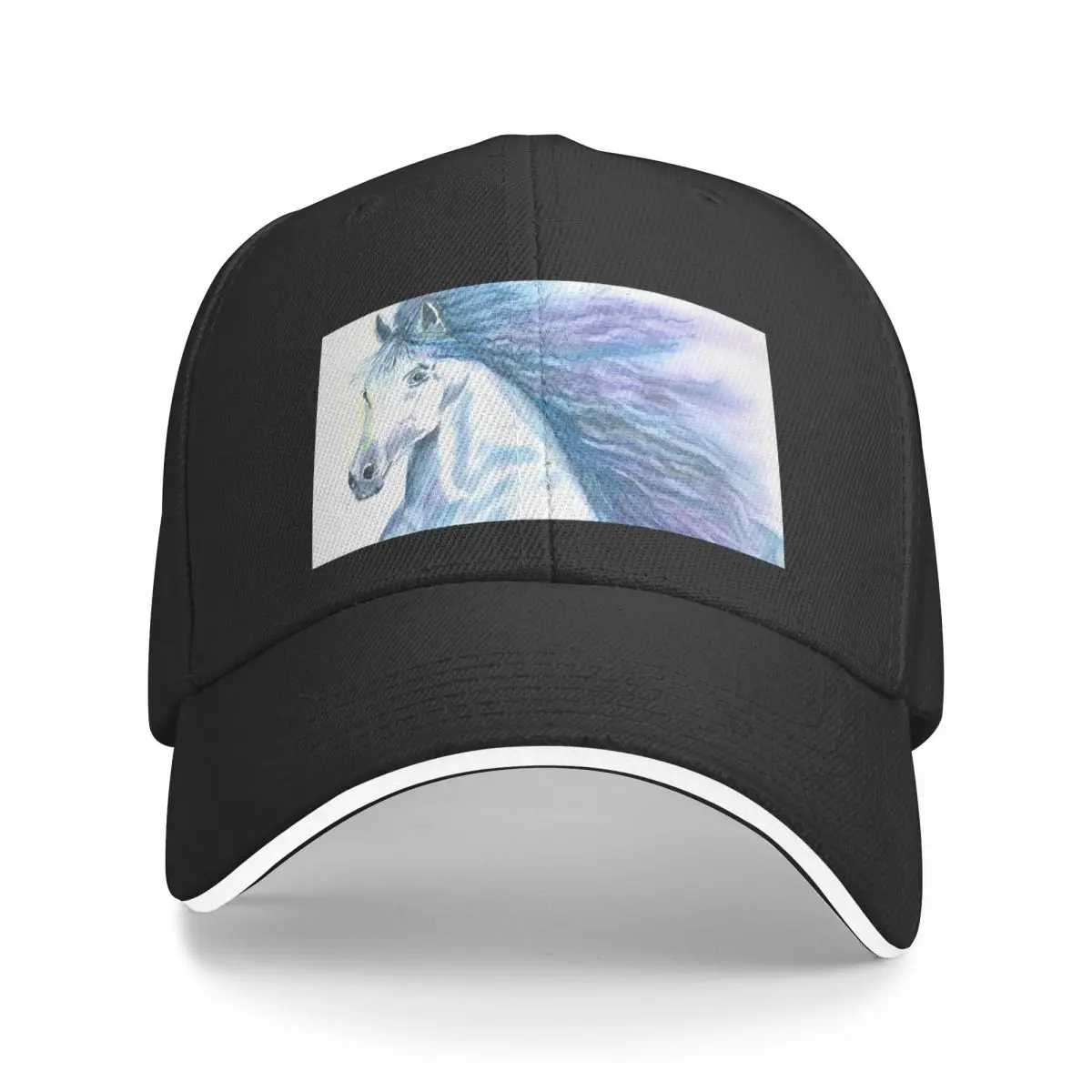 

Mystery Horse with blue and purple mane Baseball Cap custom Hat Snap Back Hat Women Beach Fashion Men's