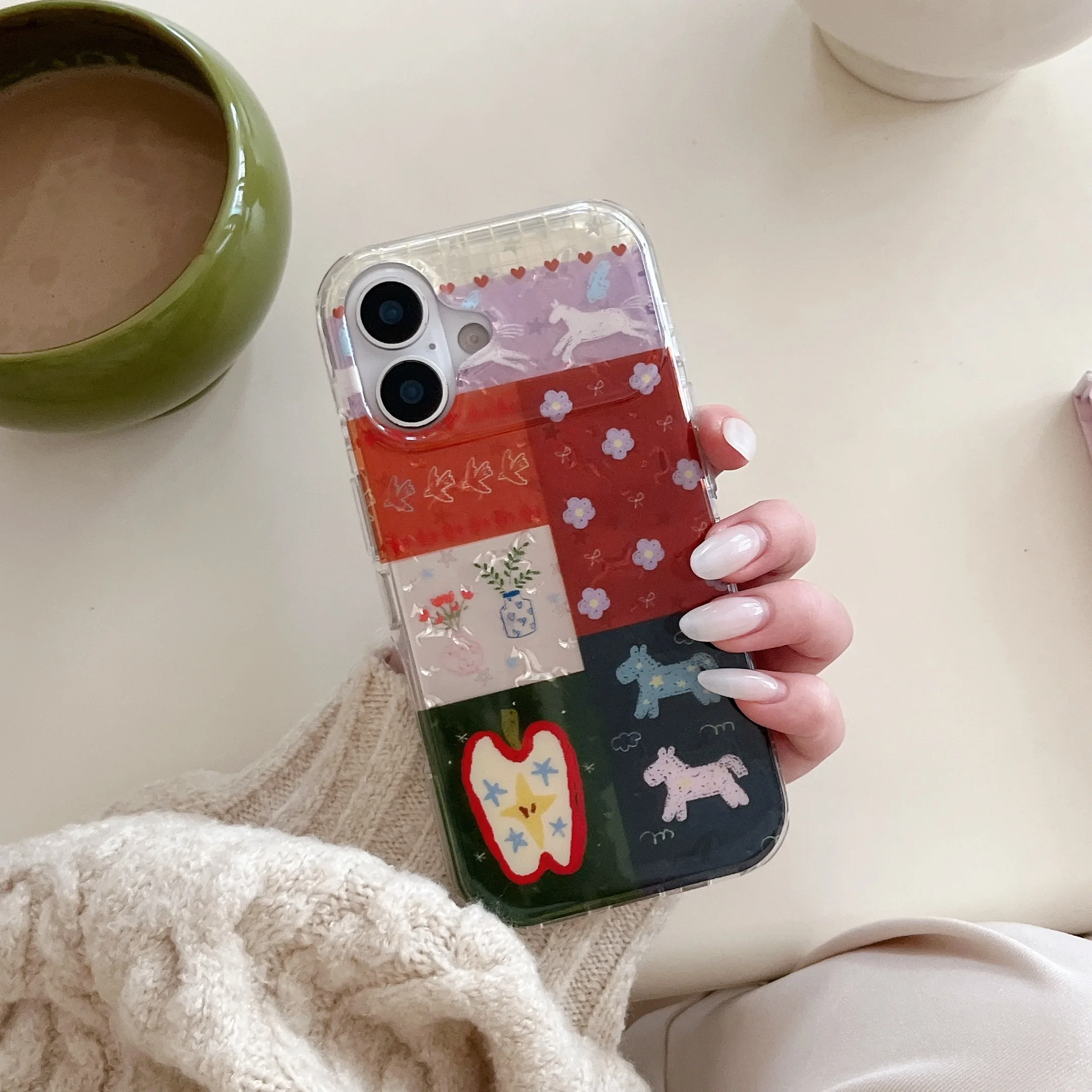 Vibrant Playful Patchwork Cartoon Motif Phone Case