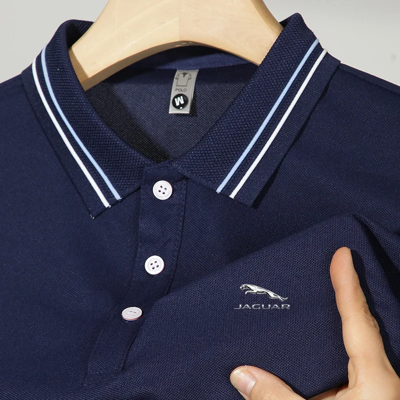 2024 남성용 하이엔드 폴로 셔츠, 캐주얼 단색 슬림 핏, 패션 칼라 셔츠, 여름 신상 