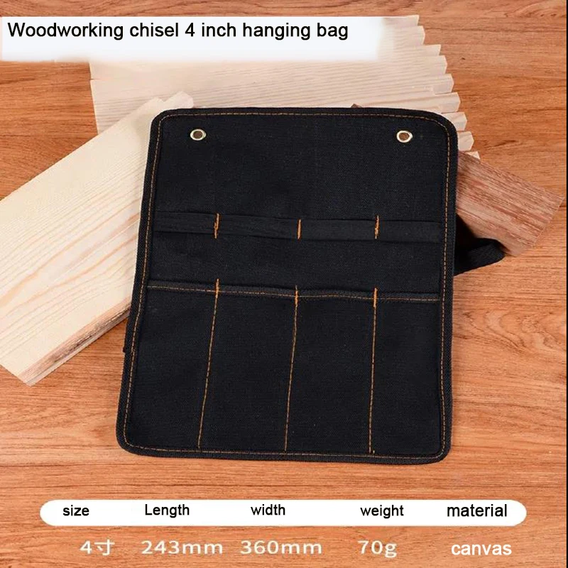 TRANVON 4/6/8 Inch Canvas Woodworking Chisel Hanging Bag Wear-Resistant Household Tools Storage Bag Carving Knife Cloth Bag bike tool bag