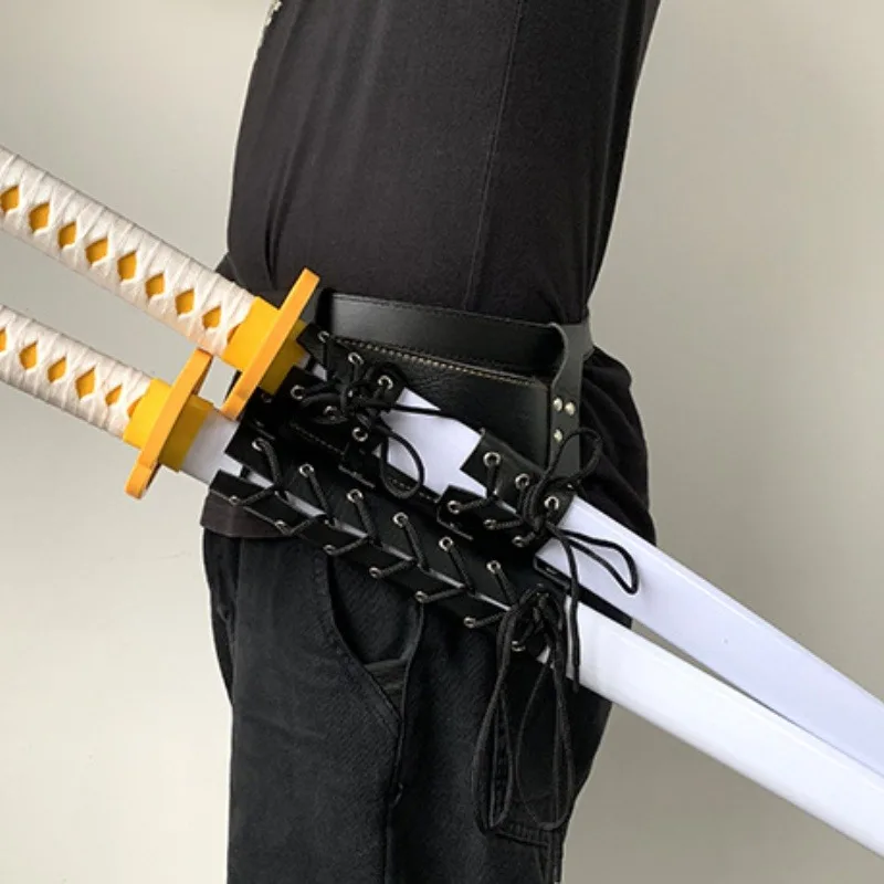 3-Schwert-Holster PU-Gürtel Schwerthalter Cosplay-Kostüm Japanische Katana-Hülle Riemen Mittelalterliche Schwertscheide Rapier-Ringgürtel – Detail 3