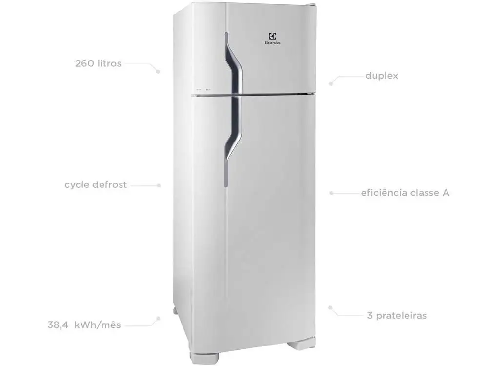 Geladeira/Refrigerador Electrolux Cycle Defrost Duplex Branco 260L DC35A - 110V 2