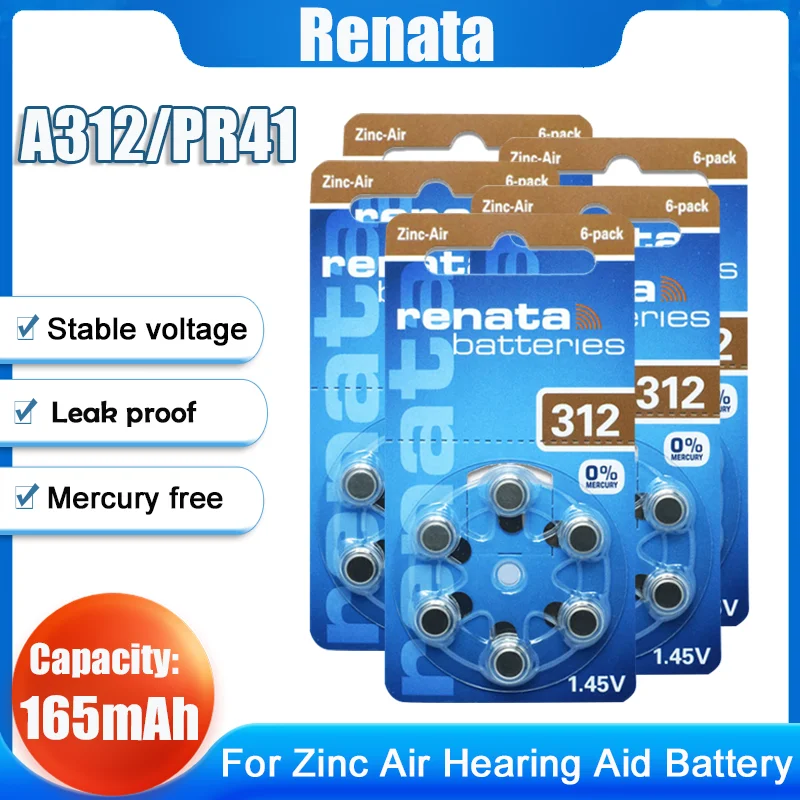 30 120PCS Original RENATA 312 312A A312 PR41 P312 1.45V 165mAh Zinc Air