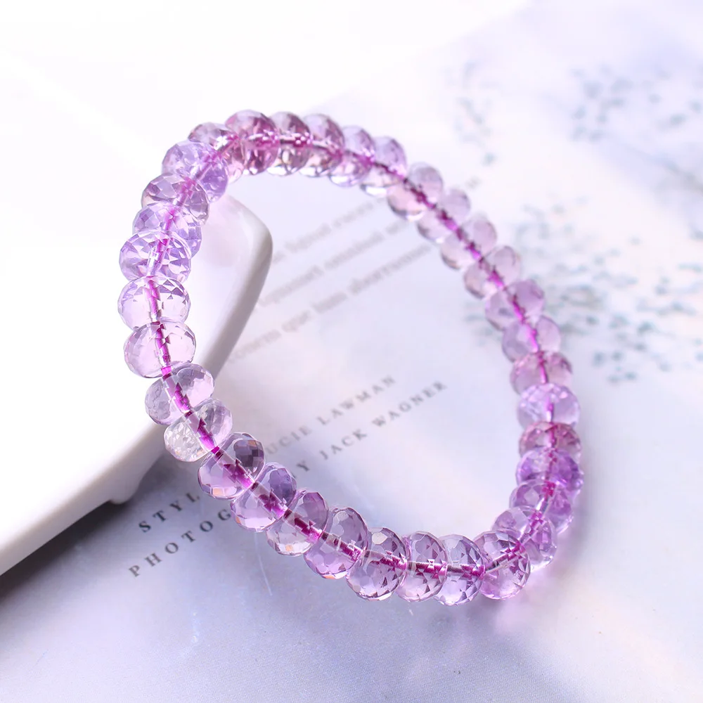 

Натуральные Лавандовые фиолетовые Аметистовые кварцевые бусины, браслет 8 мм, граненые бусины, браслет, драгоценный камень, богатый Аметист AAAA