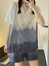  Pajama Sets Women Gradient Home Summer Simple Thin Students Lovely Loose Cozy Kawaii Hot Sale Ins New Arrival Korean Style Chic 