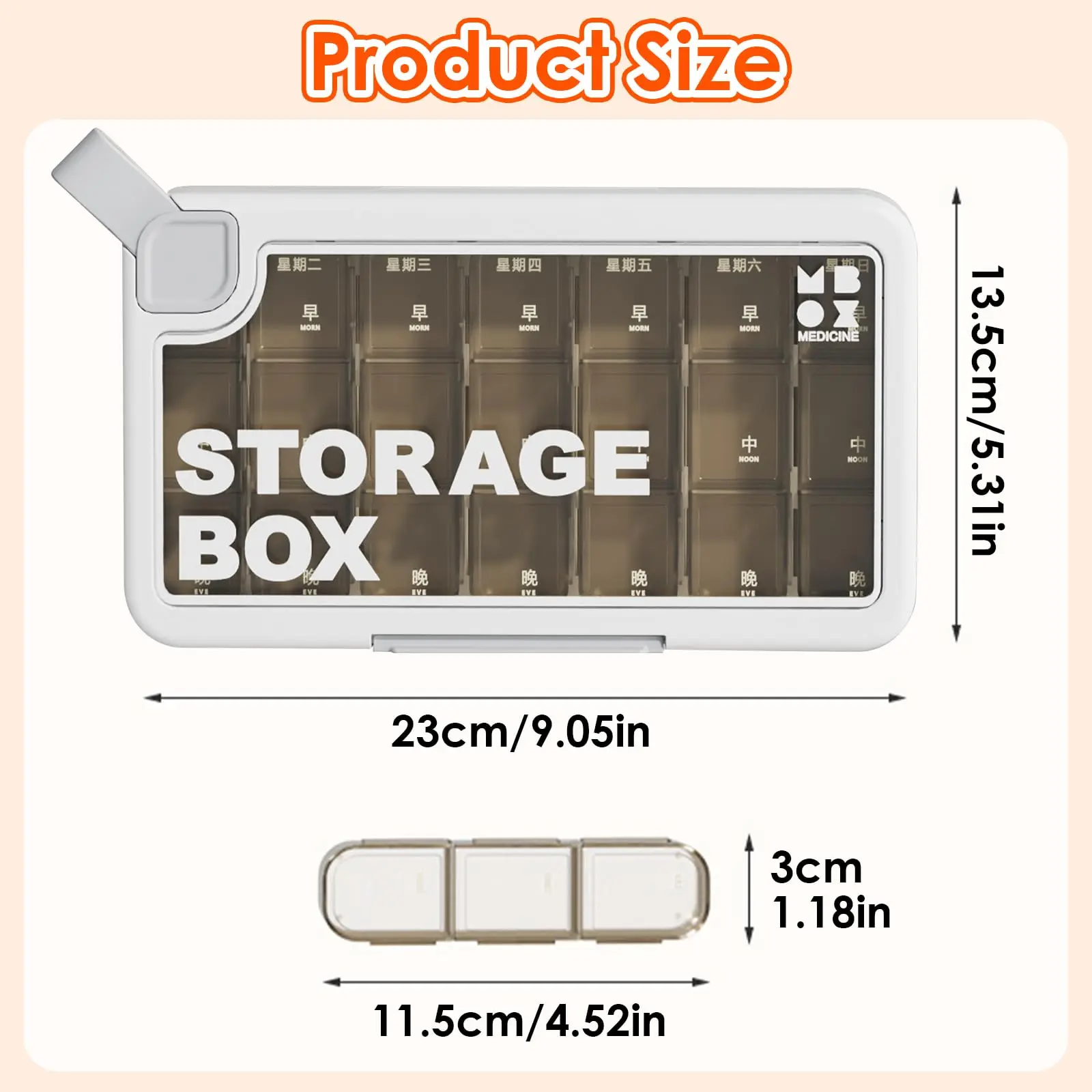 Large Weekly Pill Organizer with Dispenser and Medicine Storage