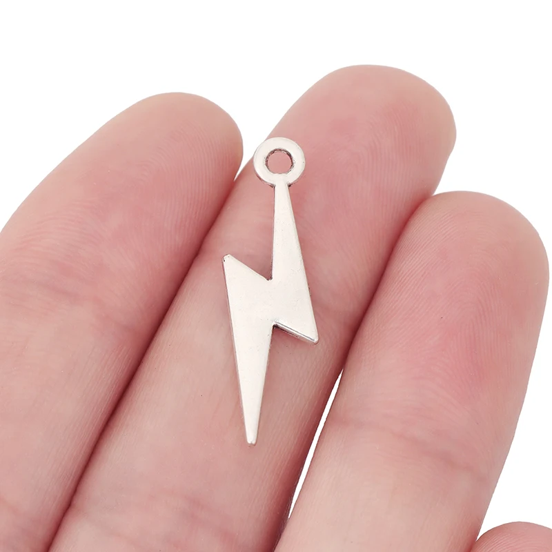 

50 x Tibetan Silver Color Lightning Bolt Charms Pendants for DIY Earrings Bracelet Jewelry Making Findings Accessories 30x8mm