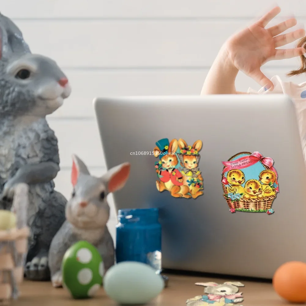 25pc Easter Vintage Sticker Cartoon Cute Easter Bunny Chicks Egg Stickers Self-Adhesive Decal Novelty Party for Kid Gifts