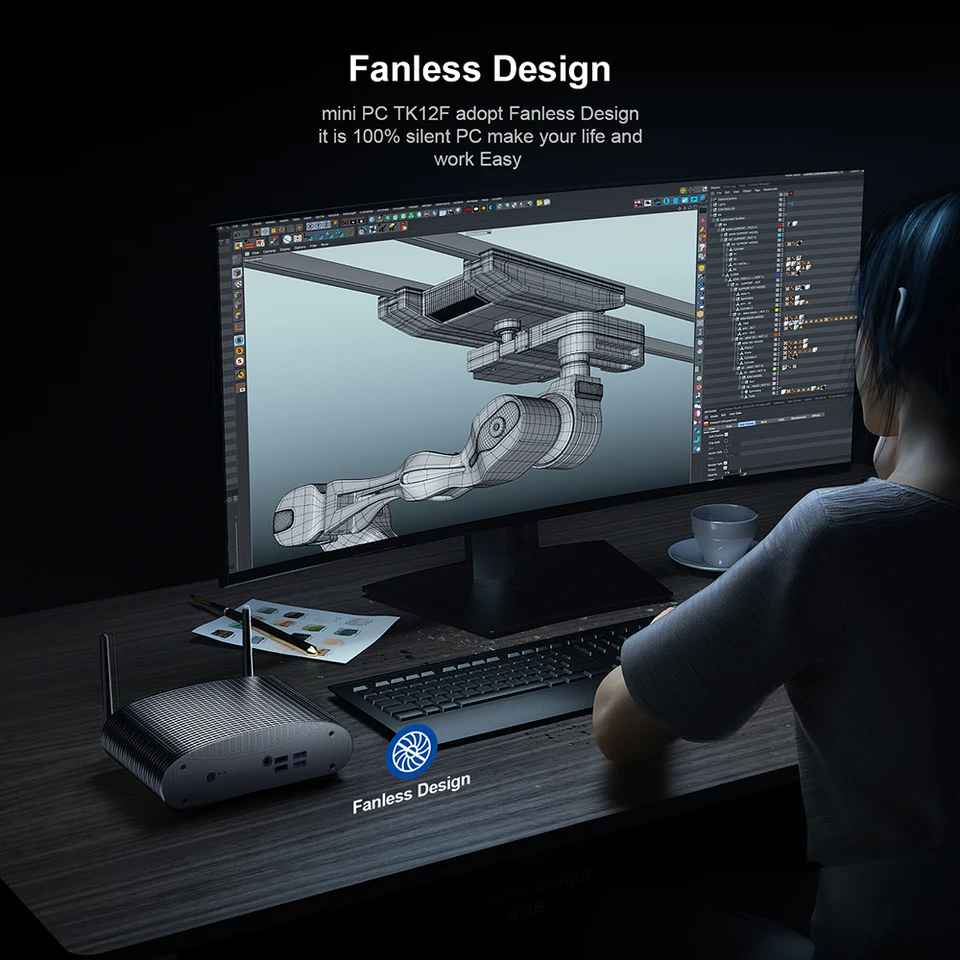 Chatreey-ファンレスのミニPCゲーミングデスクトップ,nvme ssd
