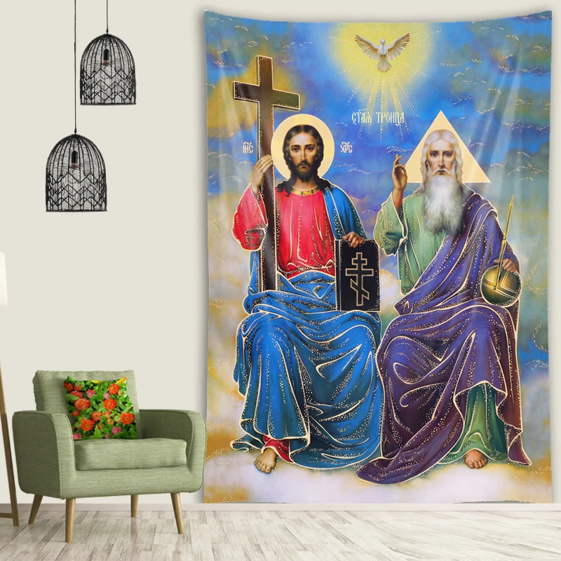 Tapestry Decor Christ Trinity Virgin Jesus Home Decor Angel Holy Icons Room Wall Hanging Christian Holiday Murals