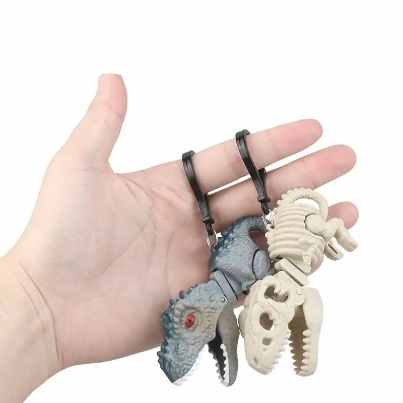 Kids Jurassic Dinosaur Retractable Spring Manipulator Small Clip Creative Novelty Handheld Will Bite Stress Relief Keychain