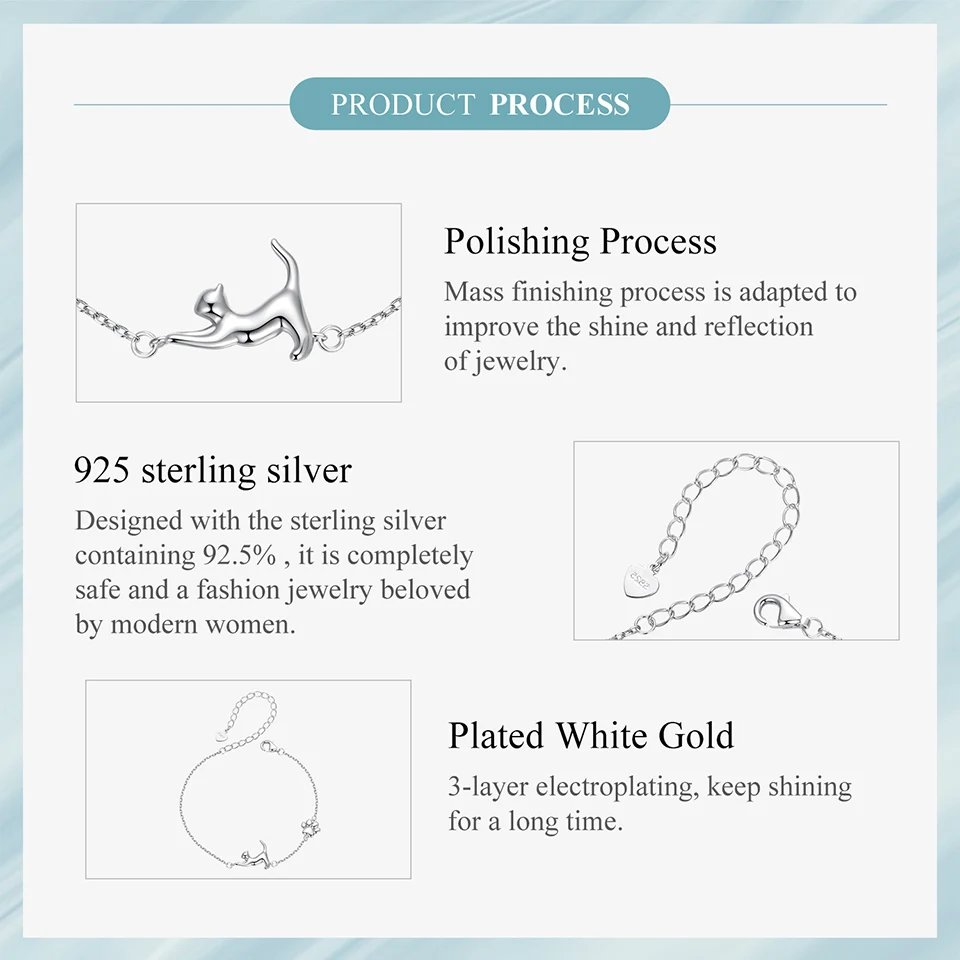 Sterling Silver Cute Cat Dog Bracelet For Women Pet Paw Links Girl - PeticaDeals