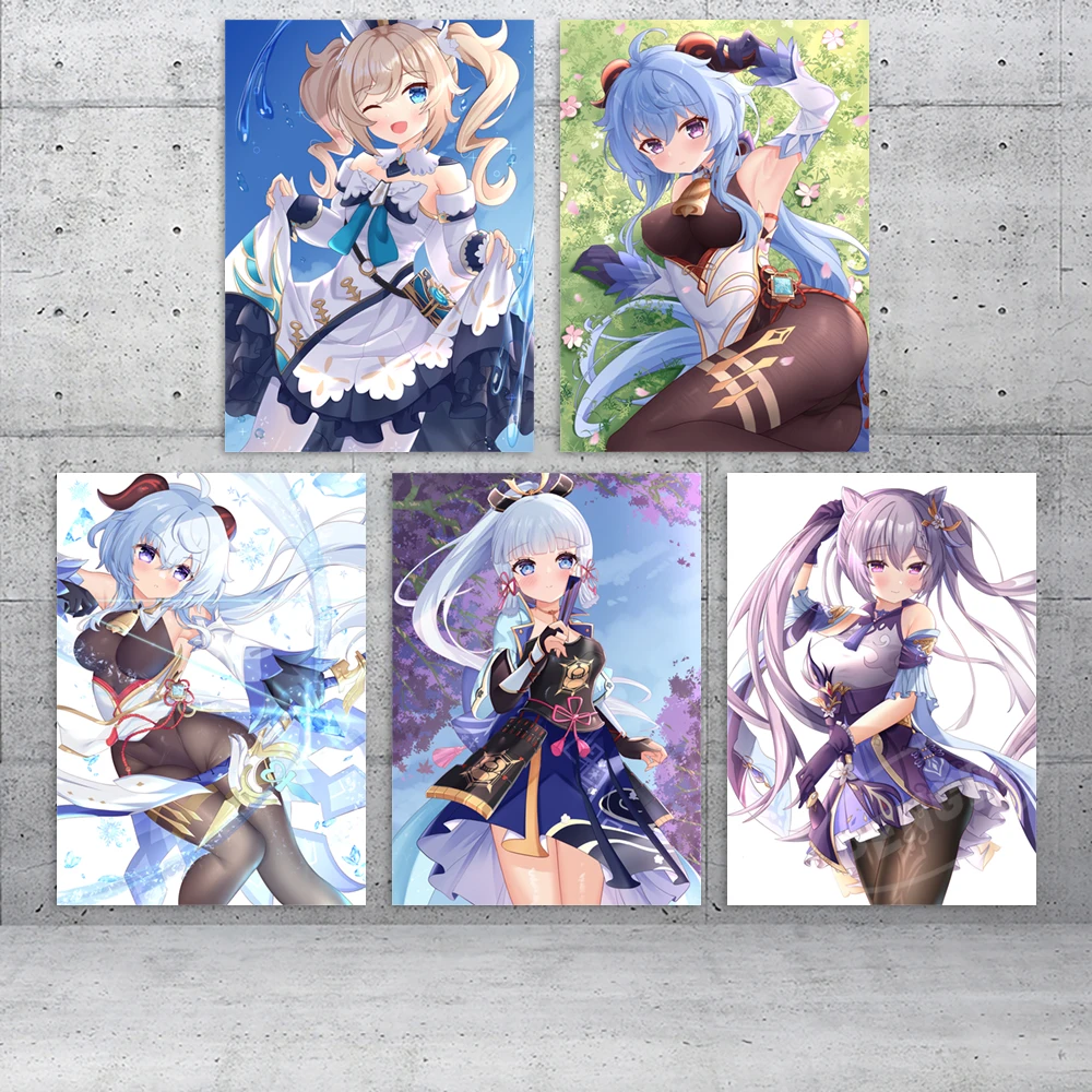 

Home Decor Genshin Impact Canvas HD Sangonomiya Kokomi Prints Poster Keqing Painting Living Room Wall Art Game Modular Pictures