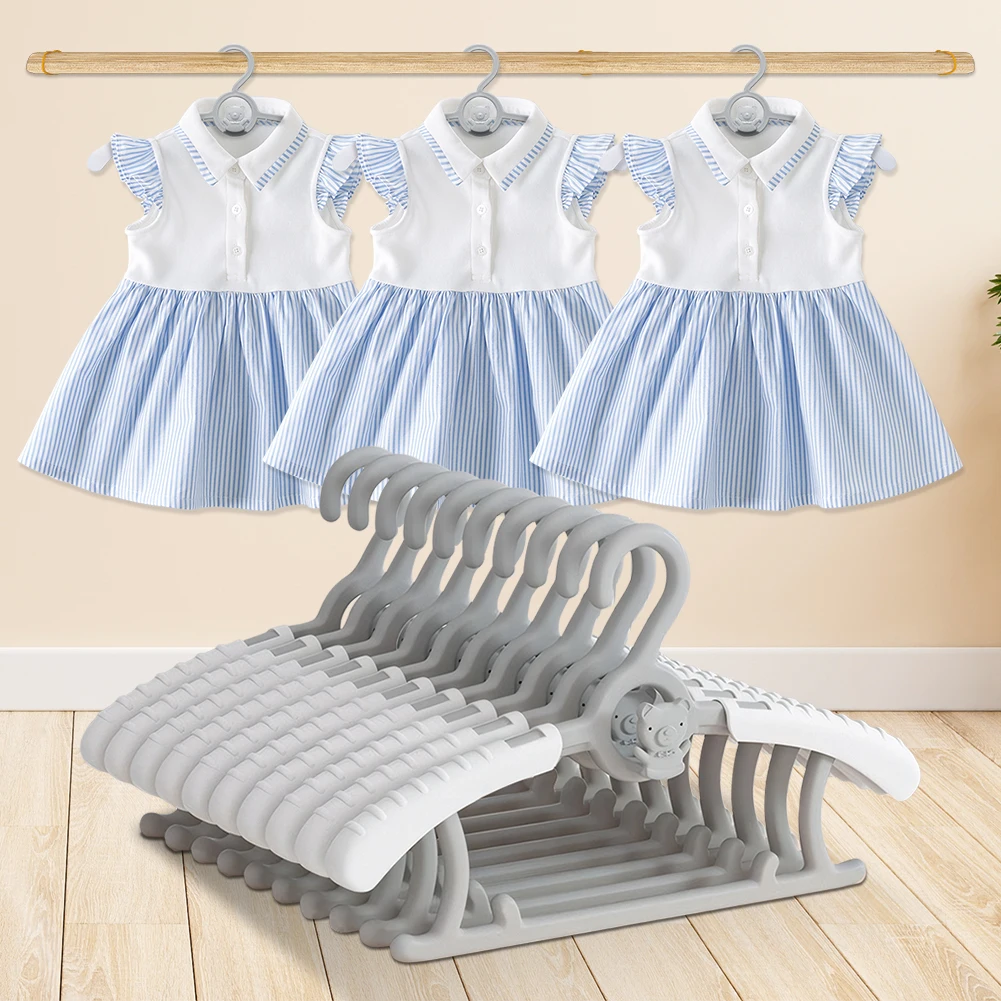 10pcs Non-slip Baby Clothes Hanger Adjustable Storage Hangers Cute Kids Clothes Organizer Closet Children Baby Coats Rack