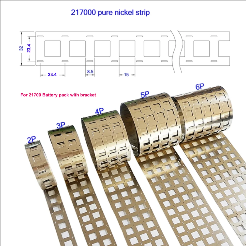 5M 21700 Pure Nickel Strip 0.15/0.2mm Center Distance 21.5/23.4mm Oblique W-type Pure Nickel Strip Spot Welding Lithium Batterys