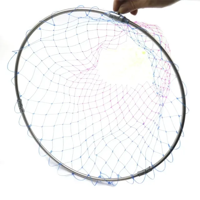 Nylon Fishing Nets Fishing Trackle Collapsible Rhombus Mesh Hole Depth Folding Dip Fish Net Fishing Tool 2