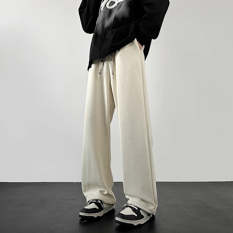 

Harajuku Wide Leg Pants Men Loose Straight Tube Solid Color Pants Man Streetwear Trendy Brand Autumn New Casual Trousers