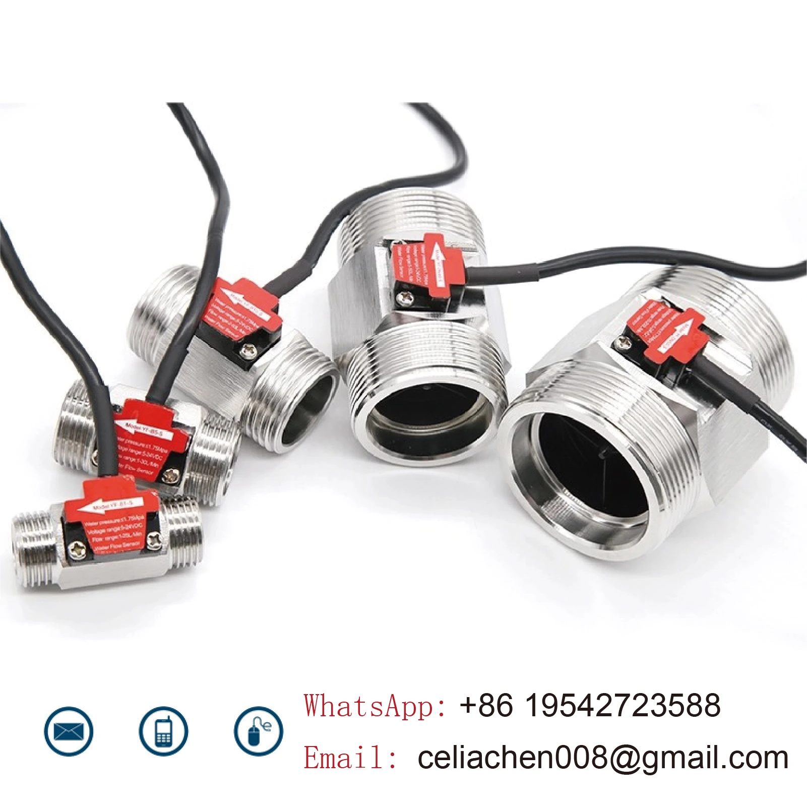 Hall Effect flow meter water flow meter Water Flow Sensor Stainless Steel Liquid Meter Industrial Fluid Rate Sensor for Plumbing