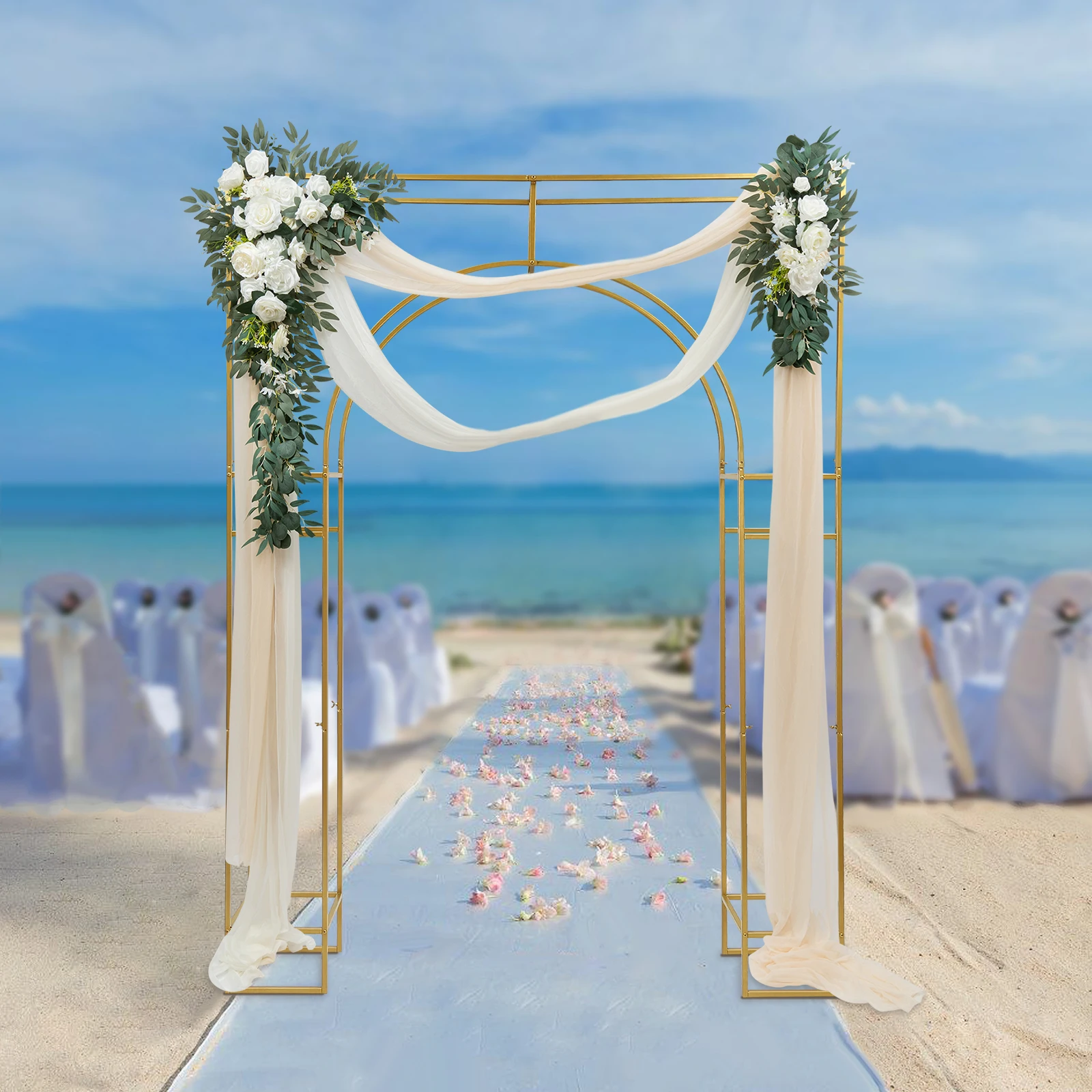 Wedding Arch Backdrop Stand Free Standing Carbon Steel Wedding Arch Bracket 180*30*250 cm for Weddings Parties