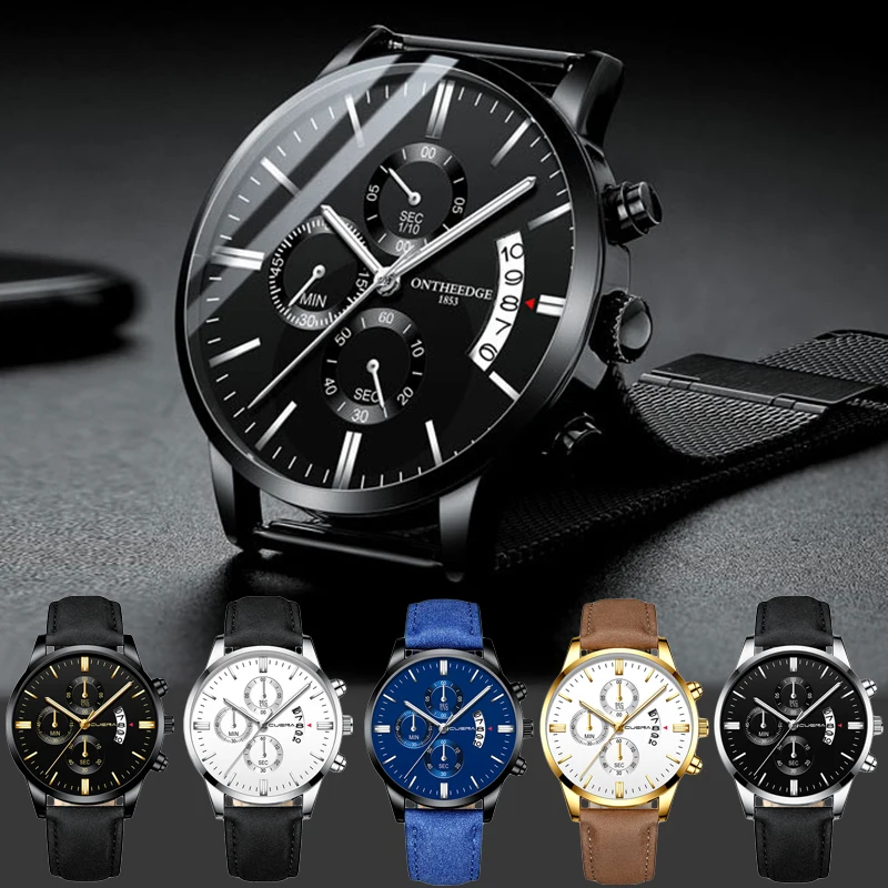 2023 Fashion Men's Watch Brand Luxury Male Quartz Watches Minimalist Casual Leather Strap Digital Calendar Wristwatch Men Clock 6