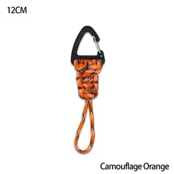 Braided Nylon Paracord Keychain with Metal Triangle Buckle and Carabiner (12cm - Orange)