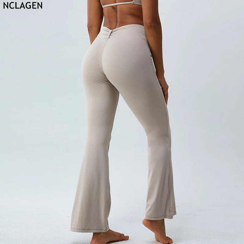 

NCLAGEN Yoga Pants for Women's Leisure Slim Raging with High Waist and Hip Lift Running Fitness leggings Flared pants Gym