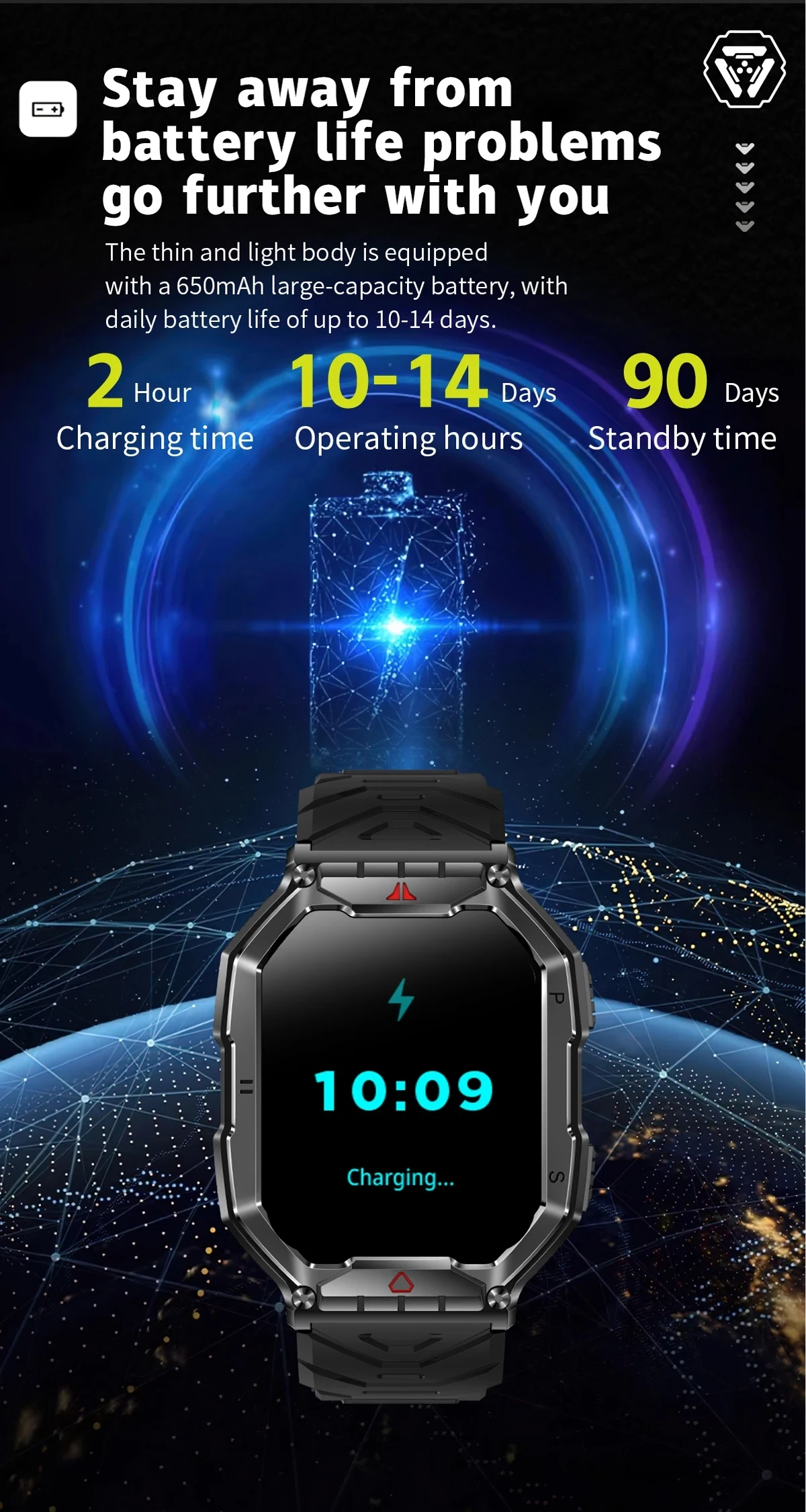 for Ulefone Armor 27T Pro 27 Pro X13 X12 Smart Watch 650mAh BT Call Compass Waterproof Blood Oxygen Heart Rate Monitoring Sports 4
