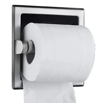 New Toilet Paper Holder With Mounting Bracket Bathroom Wall Mount Black Metal Toilet Paper Holder Recessed Home Bath Supplies 1