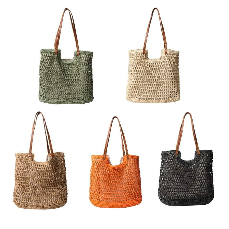 Large Capacity Beach Bag for Women Straw Shoulder Bag Seasides Bag Beach Bag E74B