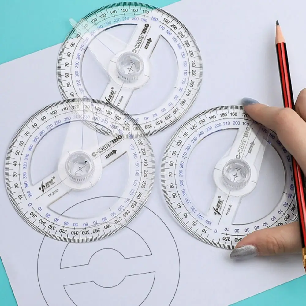 Drawing Ruler Plastic Ruler Triangle Ruler Digital Protractor Plastic 180/360 Degree Protractor Durable Triangle/Half Round Transparent Drawing Ruler