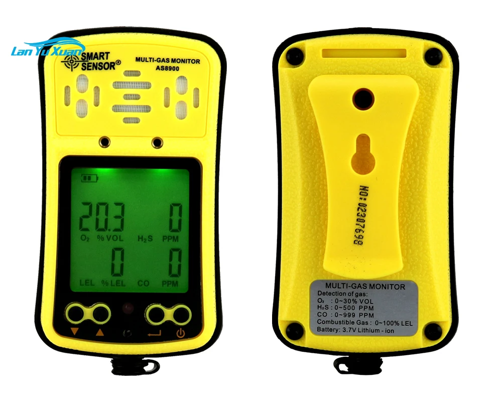 Multi Gas  O2 Oxygen CO Carbon Monoxide Gas Detector, AS8900 Hydrothion Portable h2s Combustible Gas Detector