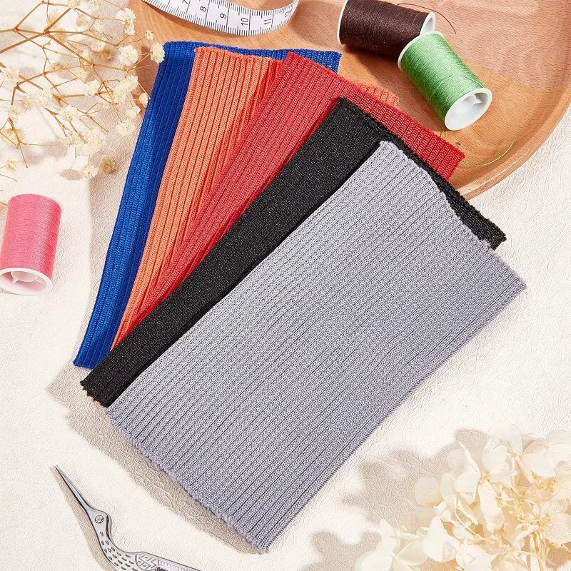 10Pcs Knit Cuff Sleeve Ribbing Cuff Material 5.9x3.3inch Tubular Rib Cuffing Replacement for Waistband Leg Arms Wear Cotton
