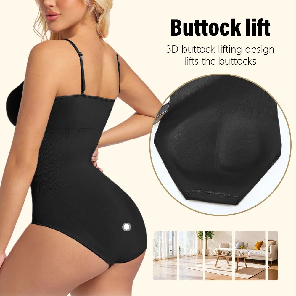 Slimming Shapewear Removable Bra Pads Bodysuit Body Shaper Women Seamless Tummy Control Slimming Sheath Flat Belly for Underwear 5