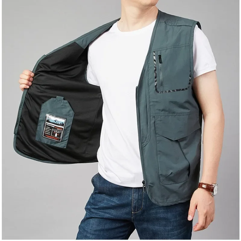Fishing Clothing Vest for Work Sleeveless Jacket Waterproof Men Large Size Men's Mantel Hunting Windbreaker Motorcyclist Coats