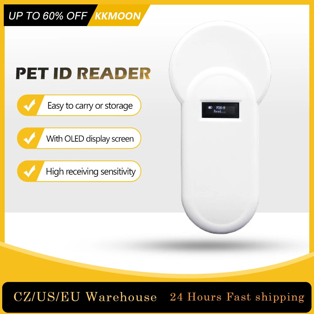 134.2KHz Pet ID Reader Animal Chip Digital Scanner Microchip Handheld Identification General Application for Cat Dog with Buzzer