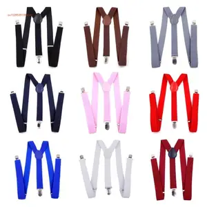 Elastic Adult Suspender for Jeans Skirt Unisex Teens Woman Men Y Elastic Clip-On Suspenders 3 Clip Pant Braces