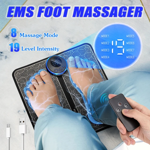 Electric Foot Massage Pad Usb Rechargeable Relaxing Foot Acupoint Massage Improves Blood Circulation 8 Modes 19 Level Relaxation