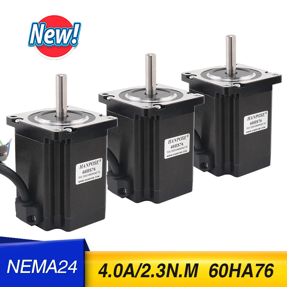 

3 шт. шаговый двигатель 1,8 градусов Nema24 шаговый двигатель 60HS76 4-Lead 2.3N.M 4.0A для 3D-принтера CNC фрезерный станок шаговый двигатель