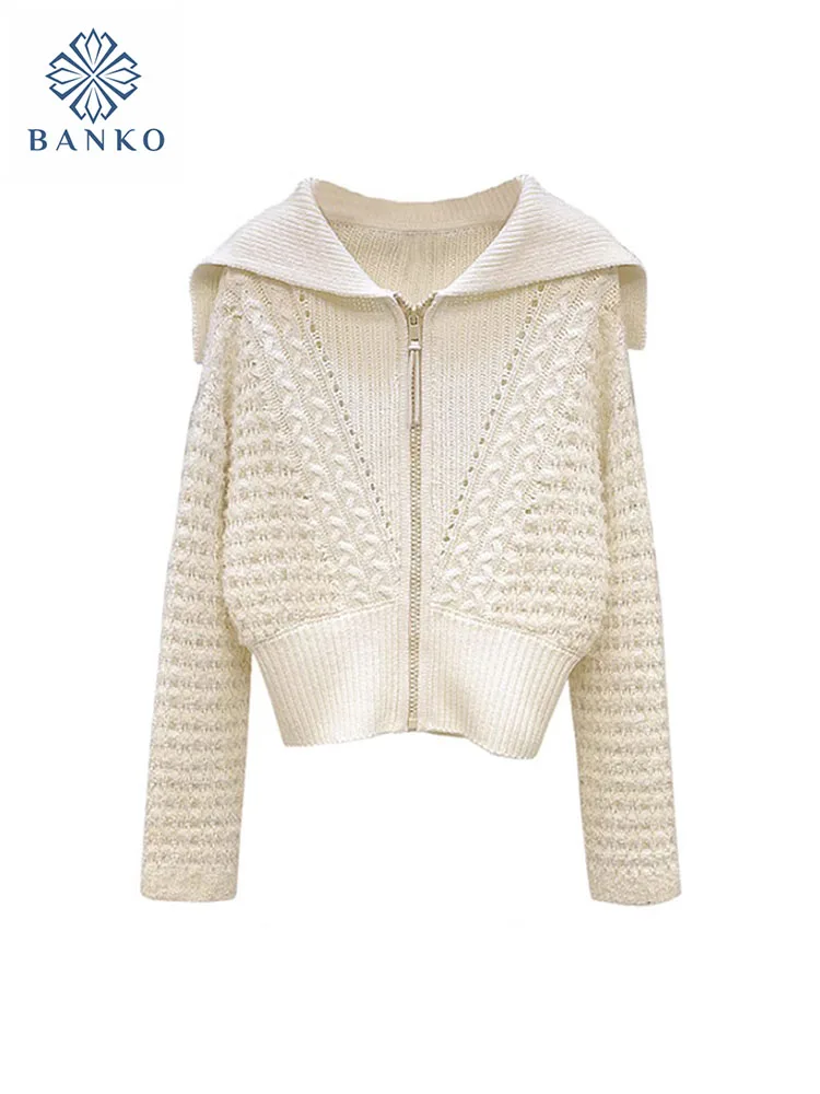 

Осенне-зимний вязаный кардиган в полоску, офисный женский модный свитер в Корейском стиле с длинным рукавом и капюшоном, милая Повседневная фотография, Y2K