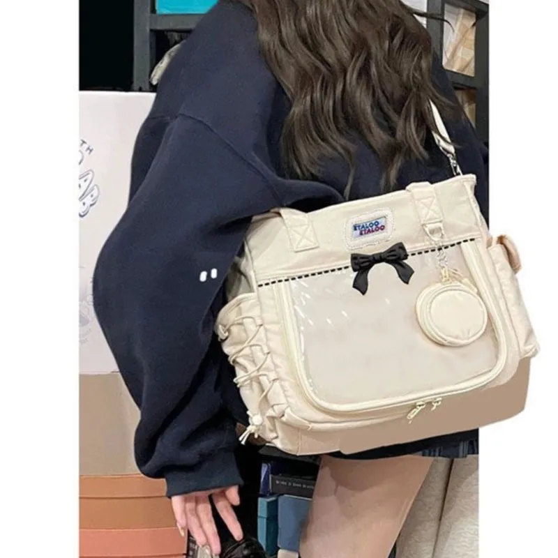 JIAERDI Harajuku Yellow Handbag Tote Bag Women Transparent Casual Crossbody Bags Itabag Ladies Canvas Messenger Bag 2025 New