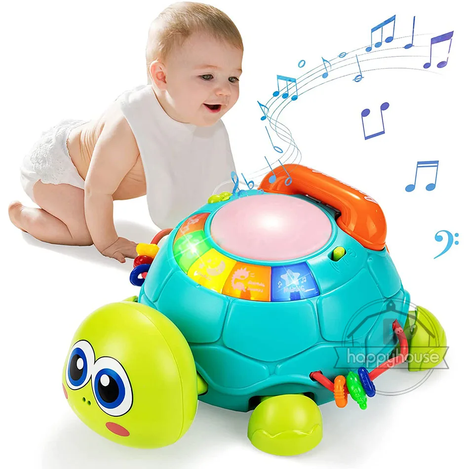 arrastrar tanque violación Juguete educativo Montessori para bebé, Juguete Musical de tortuga de 0, 6  y 12 meses con luces y sonidos| | - AliExpress
