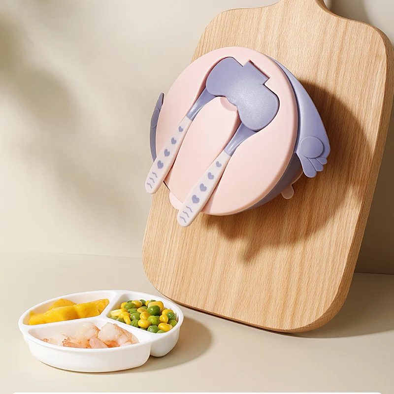 Koko Kids Plato Bambú Conejo Con Ventosa - Plato Bebé Natural 350ml | Silicona Alimentaria