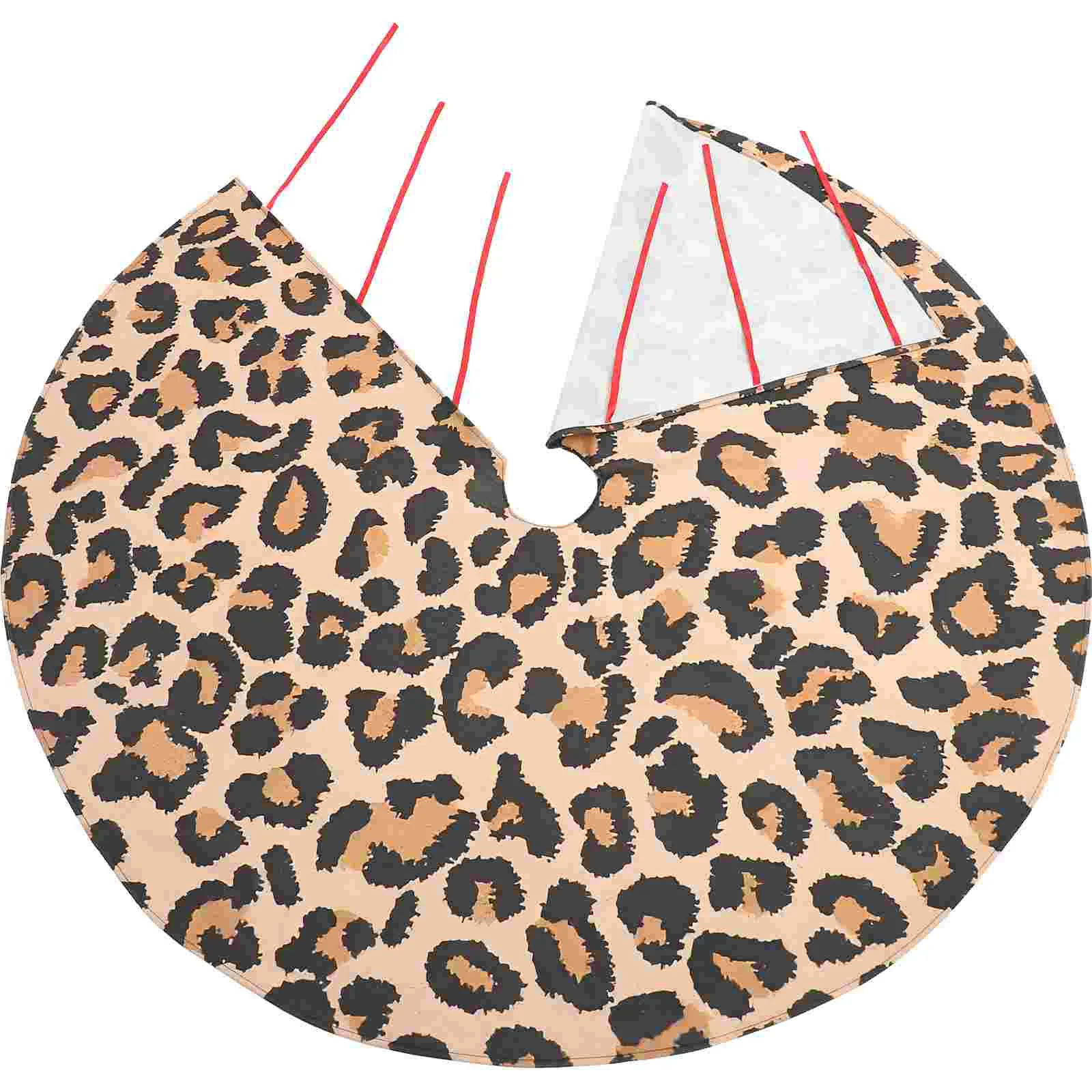 

Christmas Tree Skirt Leopard Print Xmas Tree Mat Large Tree Carpet Under Christmas Tree Decoration