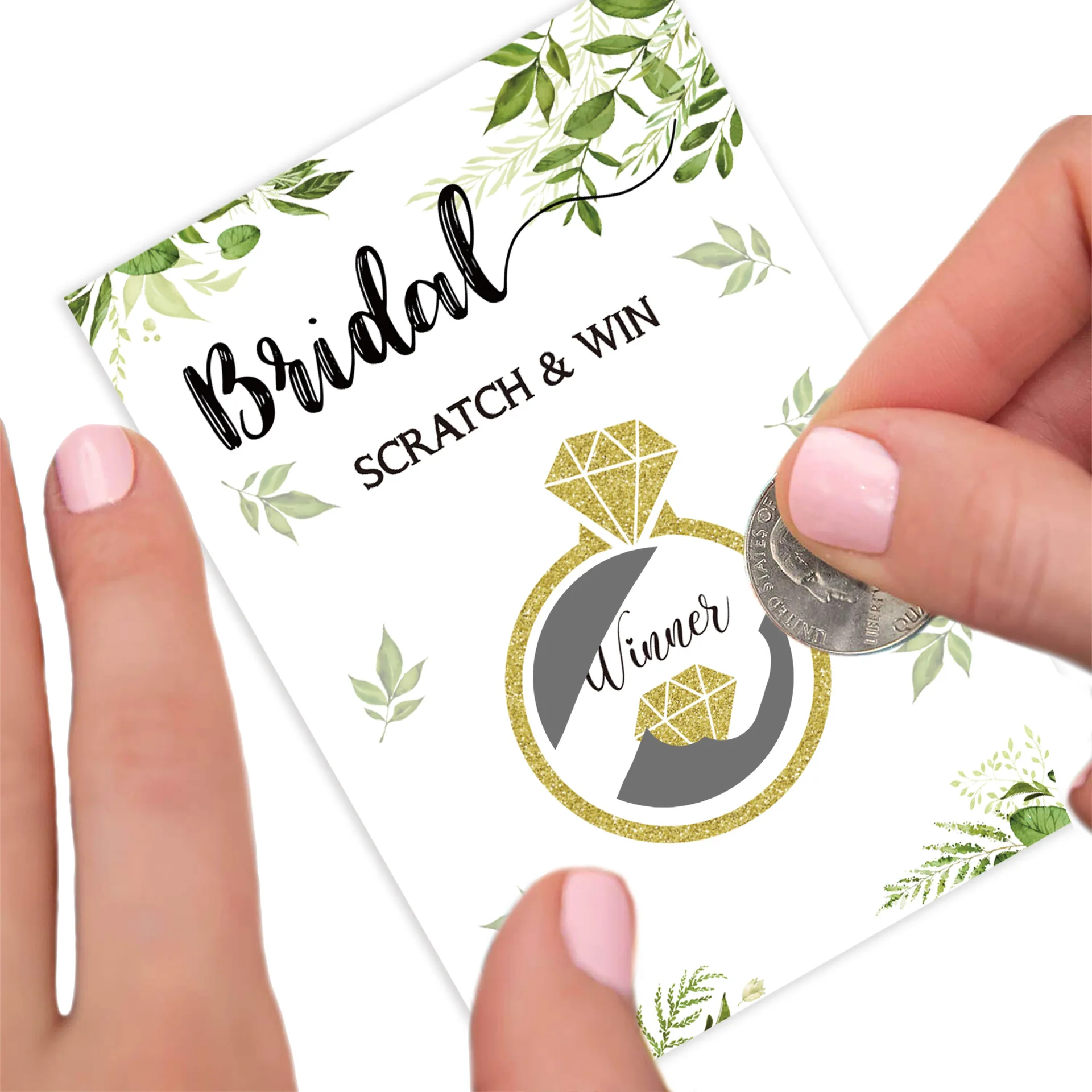 Wedding Bride to be Pai Team Game Card Bridal Shower Party Ring Scrape Card Leaves 48Pcs greeting cards