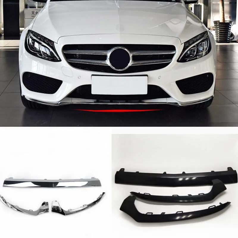Front Bumper Lip Spoiler Chrome Trim For Mercedes C Class W205 C205