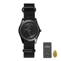Fashionable Unisex Canvas Strap Quartz Watch with Innovative Pointerless Design (Black)