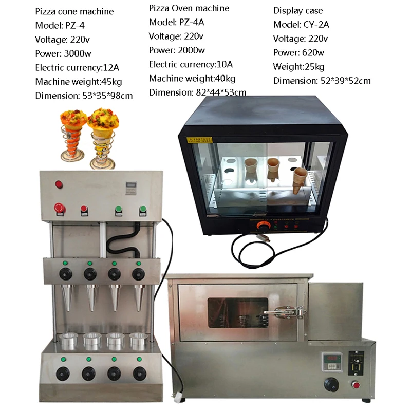 110V 220V 4 Cones Umbrella Shape Pizza Shop Cone Pizza Making Machine Rotary Pizza Oven Warm Showcase For Sale